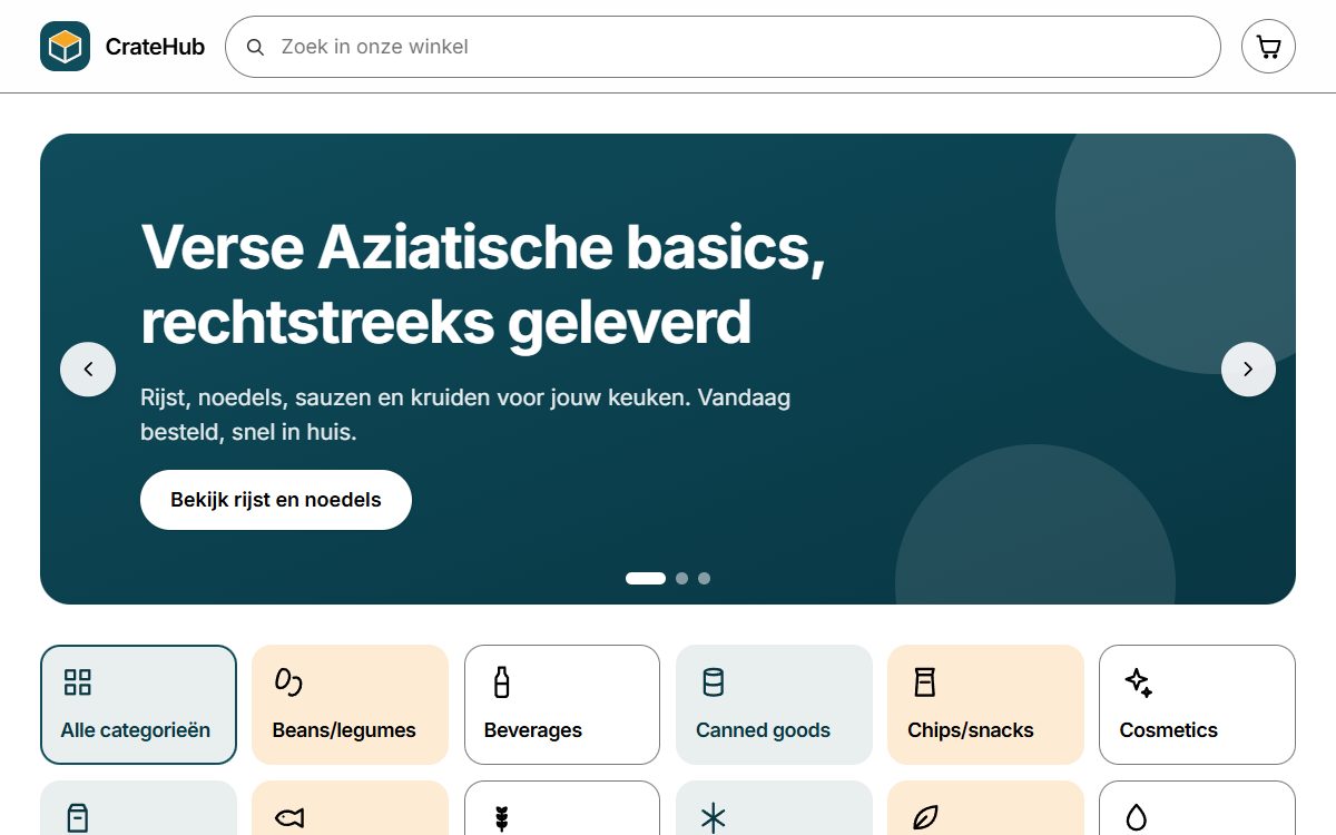 Dezelfde webshop in de stijl makkelijk lezen: grotere tekst, zwart op wit